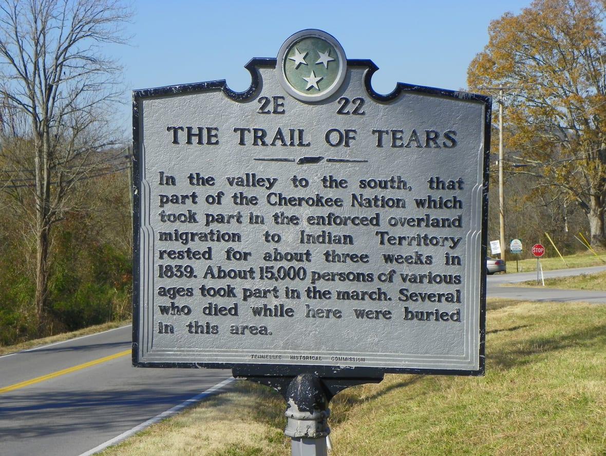 Historical marker for The Trail of Tears