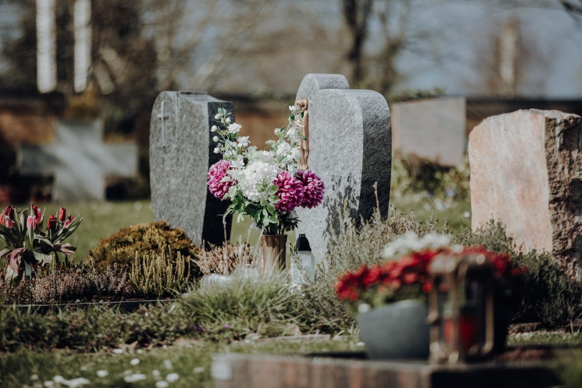 Headstones in a cemetery