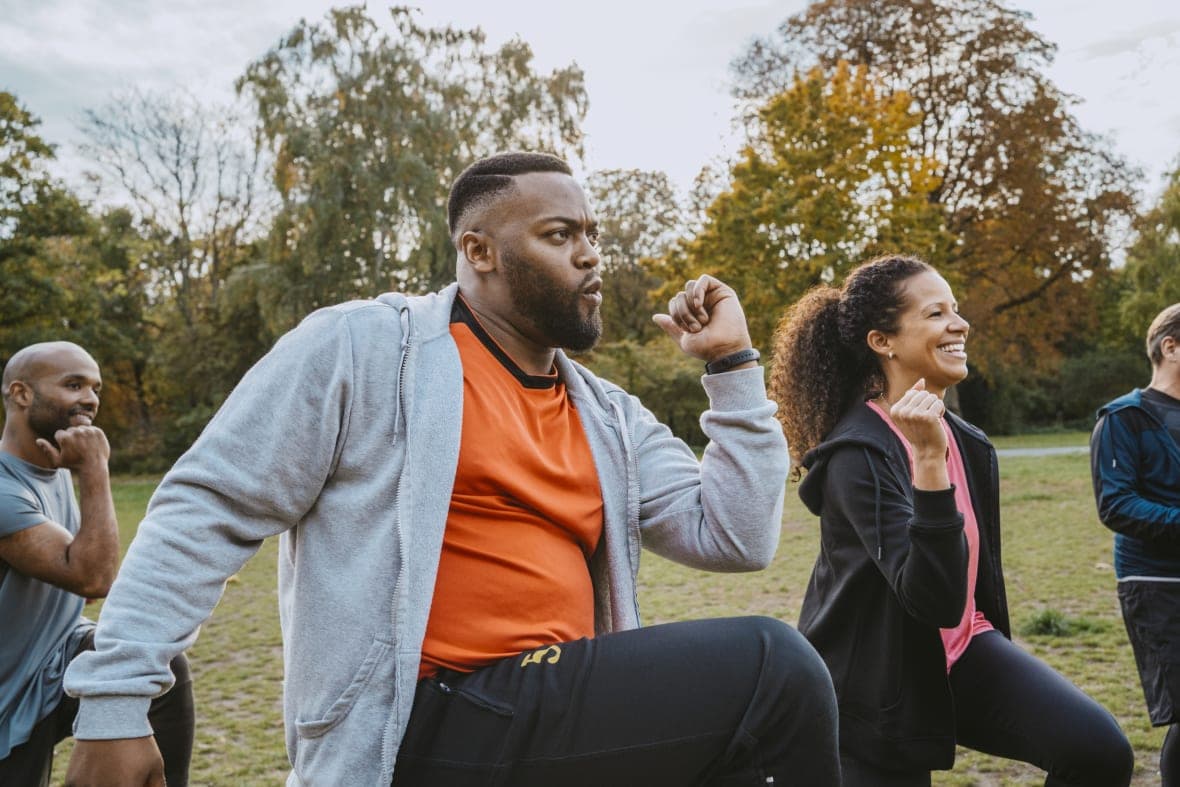 A group of people exercising