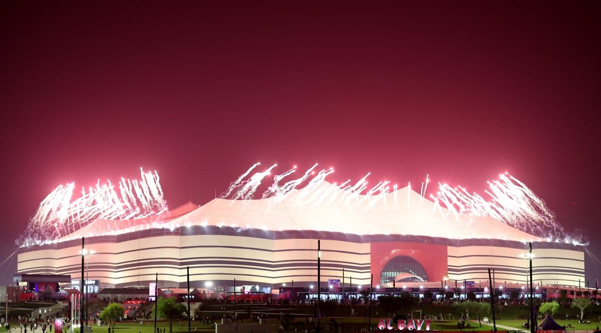 Fireworks explode during the opening ceremony of the FIFA World Cup Qatar 2022