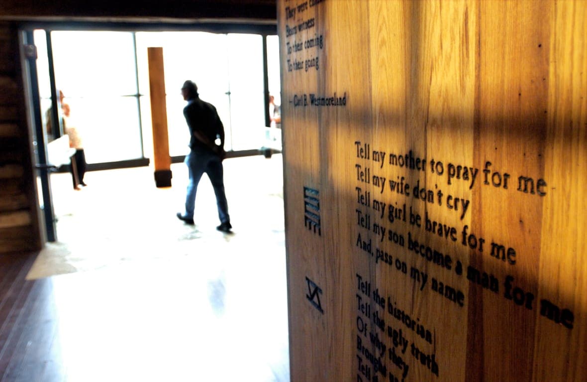 An inscription on the Slave Pen at the National Underground Railroad Freedom Center