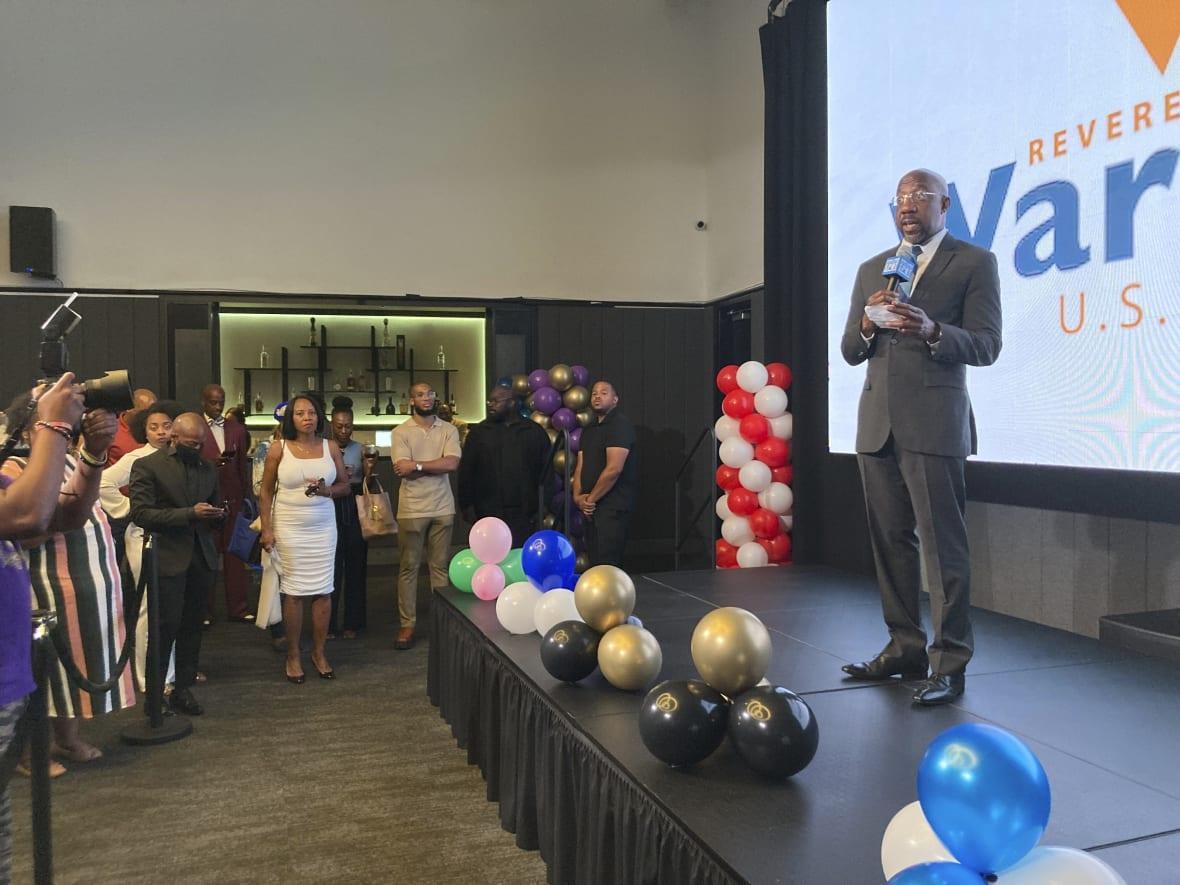 Georgia Sen. Raphael Warnock campaigns in Atlanta