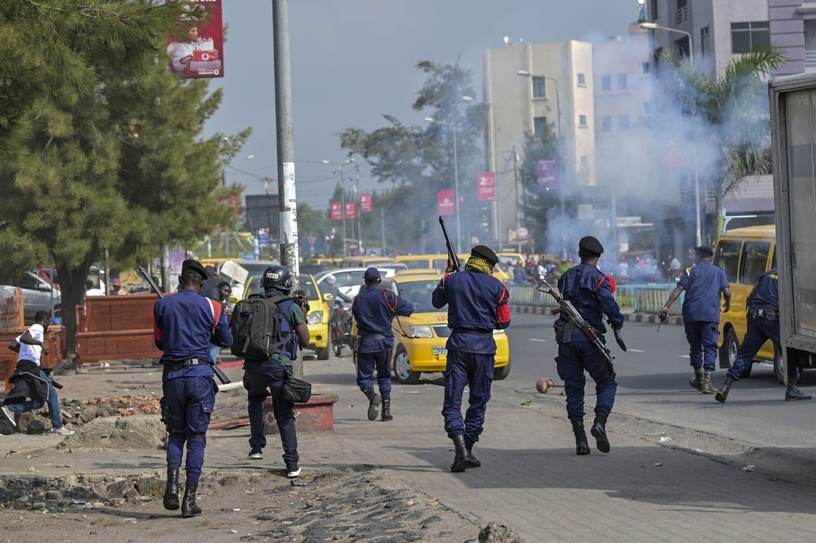 Police clash with residents of Goma, Democratic Republic of the Congo, who were demonstrating