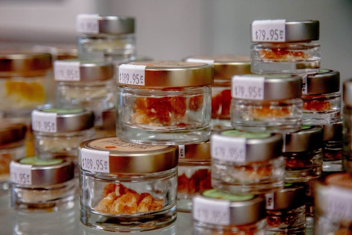 CBD wax is displayed at a shop