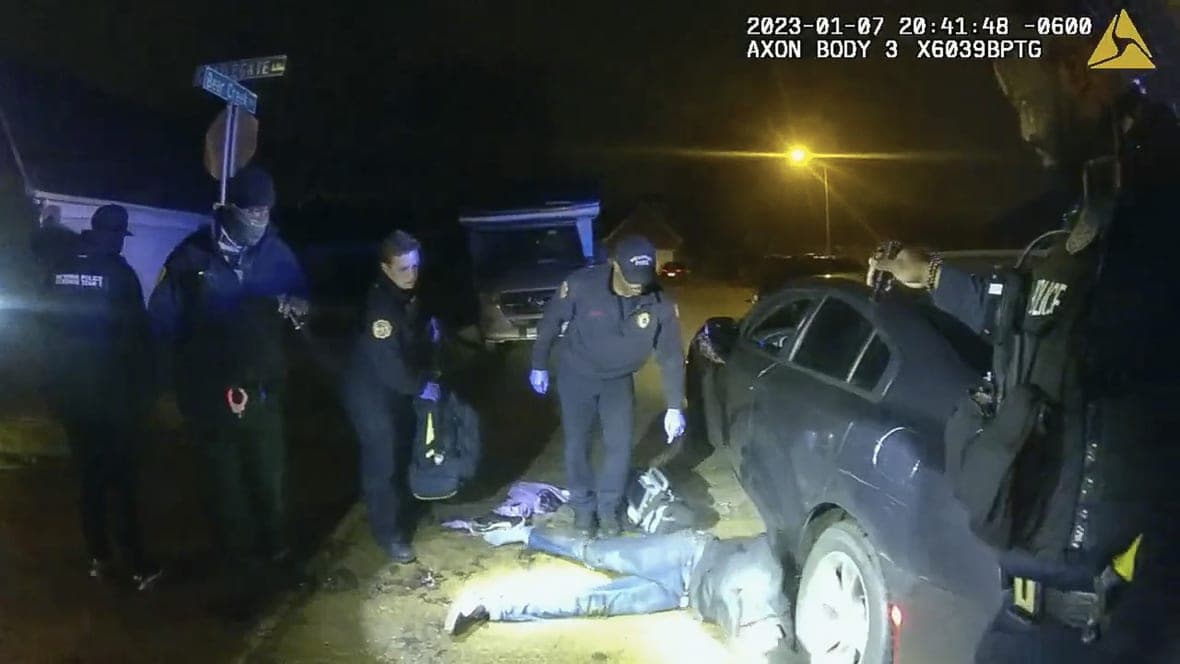 Tyre Nichols on the ground as medics arrive