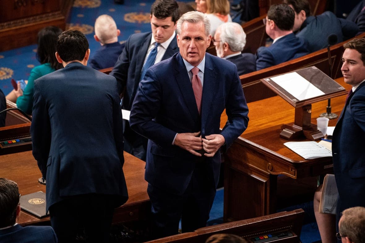 Rep. Kevin McCarthy (R-CA) buttons his jacket