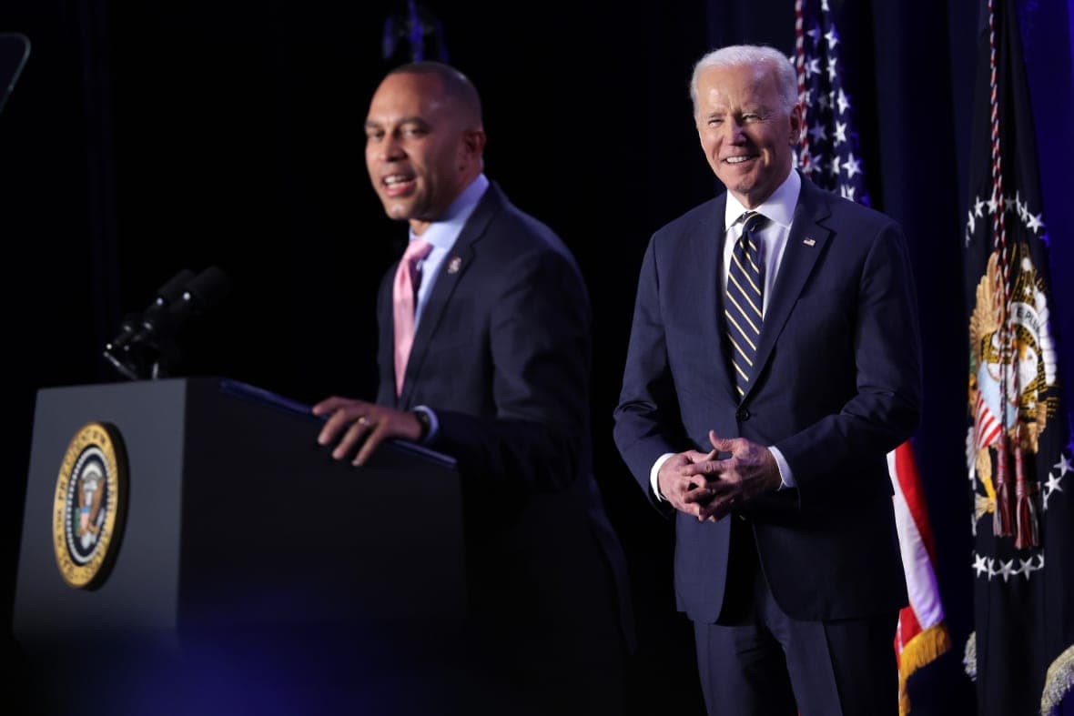 Rep. Hakeem Jeffries (D-NY), Chairman of House Democratic Caucus, and President Joe Biden