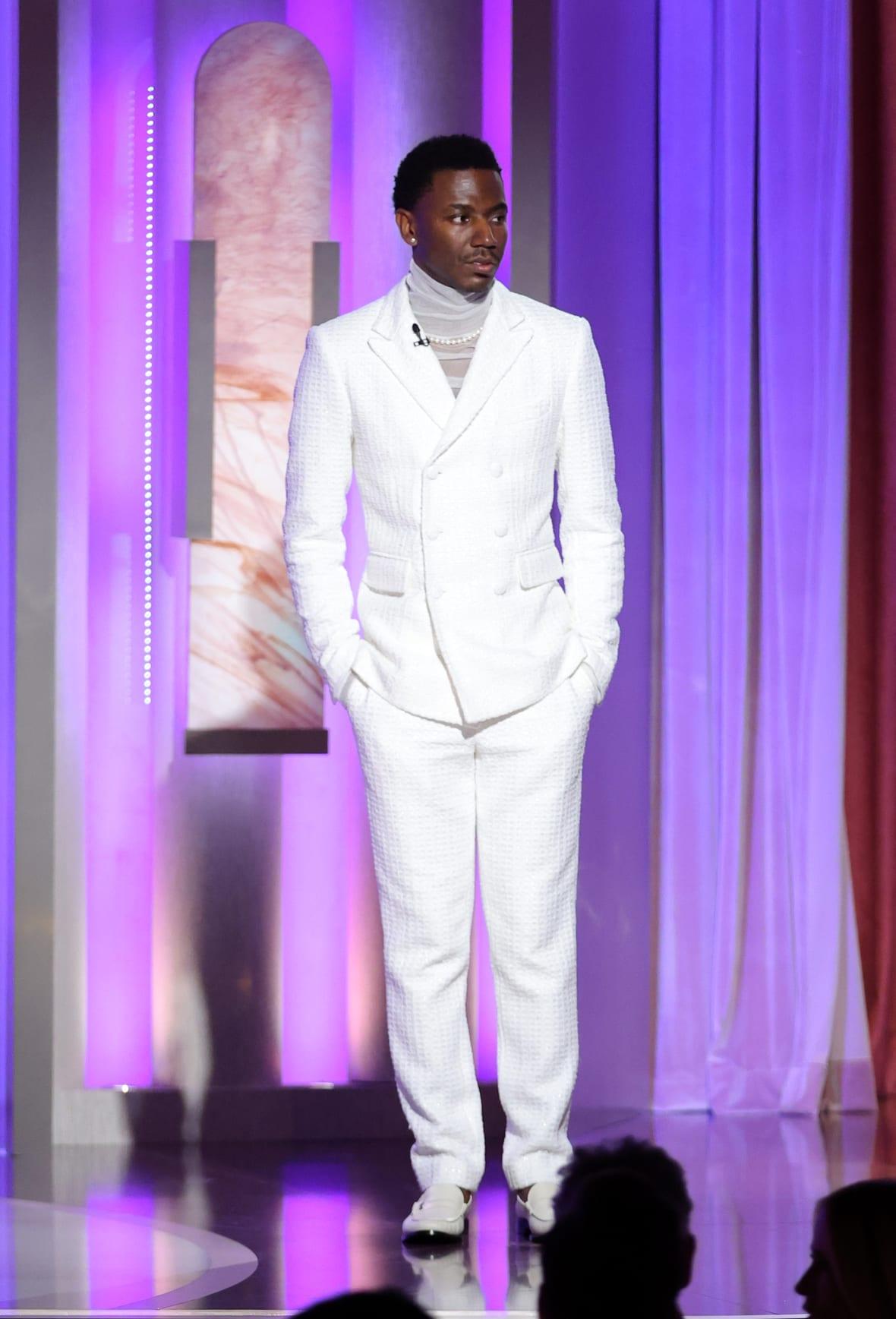 Actor Jerrod Carmichael in white