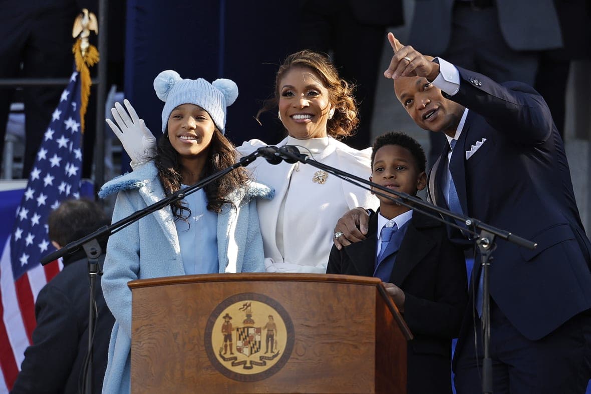 Mia Moore, her mother Maryland first lady Dawn Moore, Maryland Governor Wes Moore and son James Moore