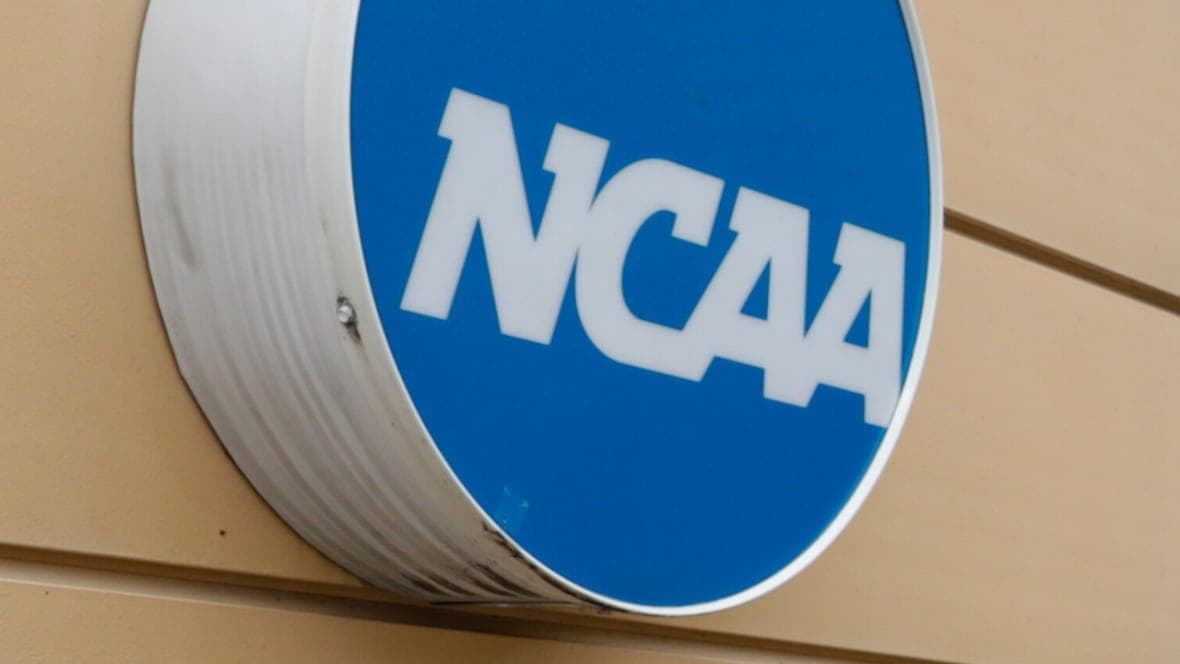 The NCAA logo on a wall