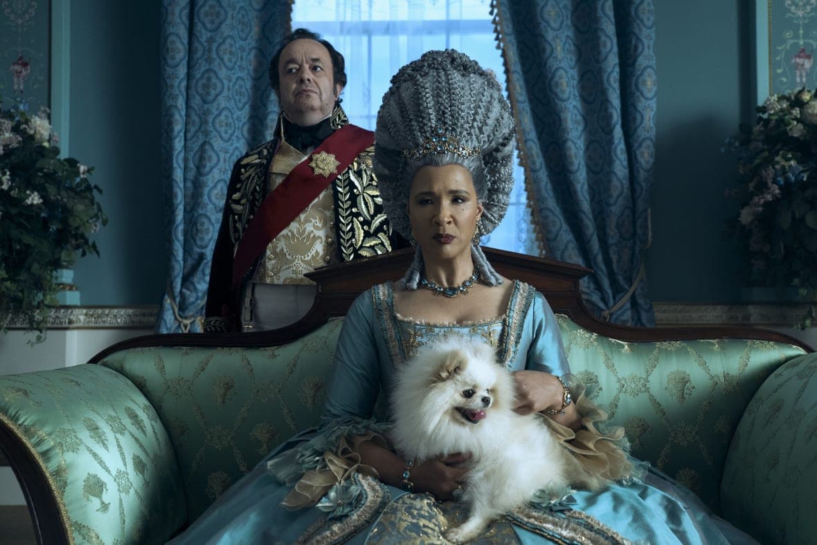 Actors Hugh Sachs and Golda Rosheuvel in "Queen Charlotte: A Bridgerton Story"