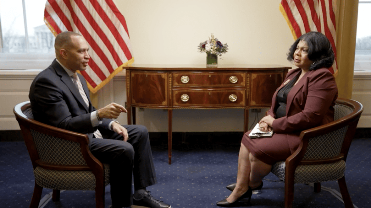 House Minority Leader U.S. Rep. Hakeem Jeffries and April D. Ryan