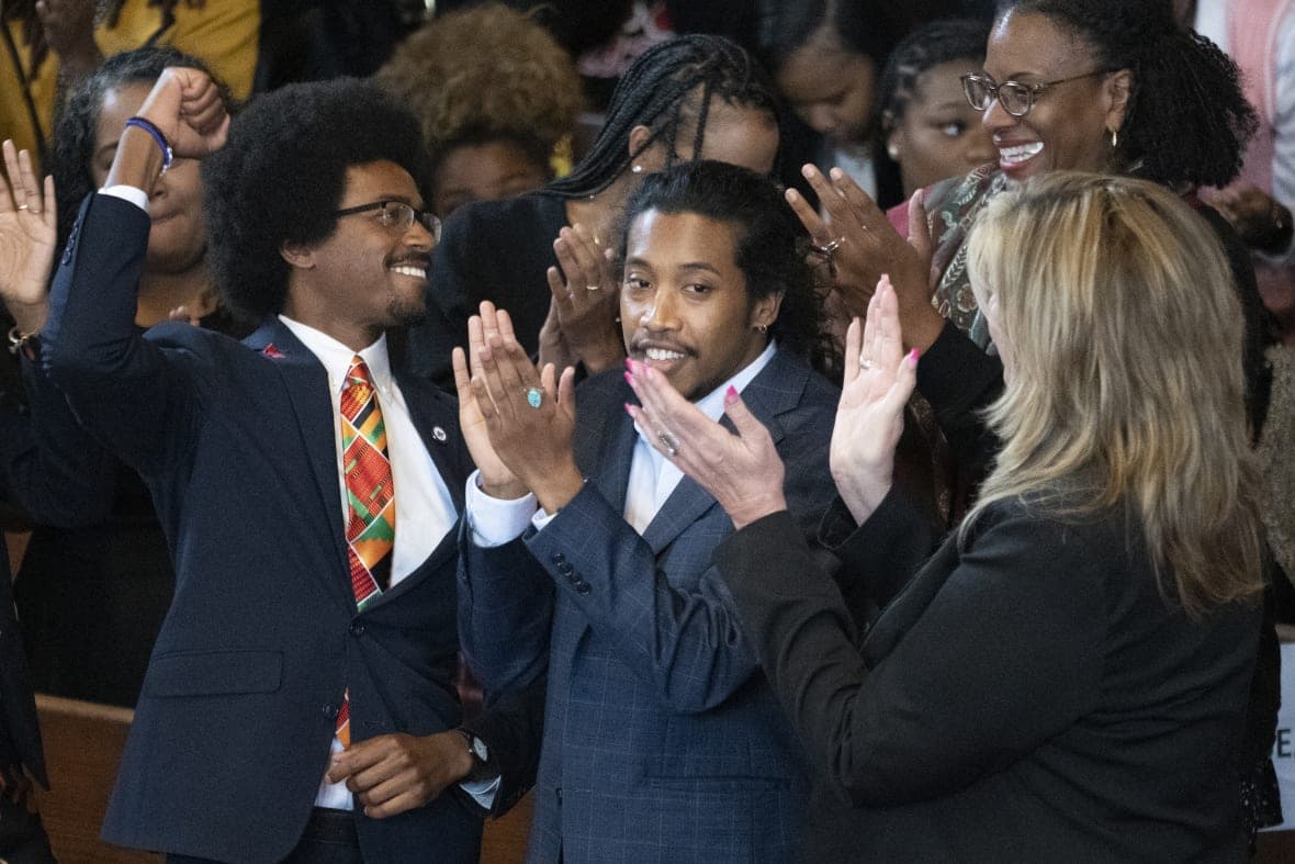 Rep. Justin Pearson, D-Memphis, expelled Rep. Justin Jones, D-Nashville, and Rep. Gloria Johnson, D-Knoxville