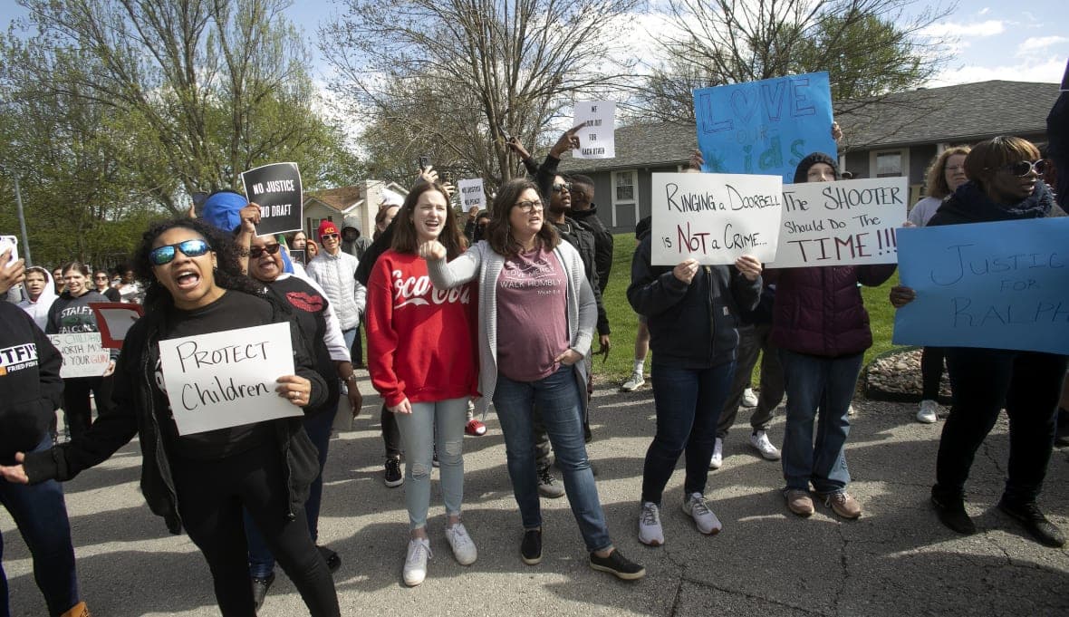 Protestors march in Kansas City, Mo.