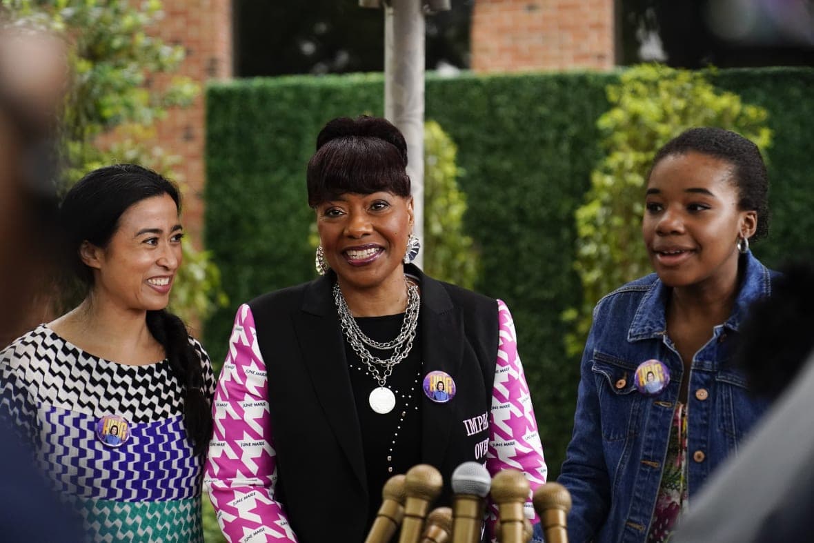 Artist Saya Woolfalk, the Rev. Bernice King and Yolanda Renee King
