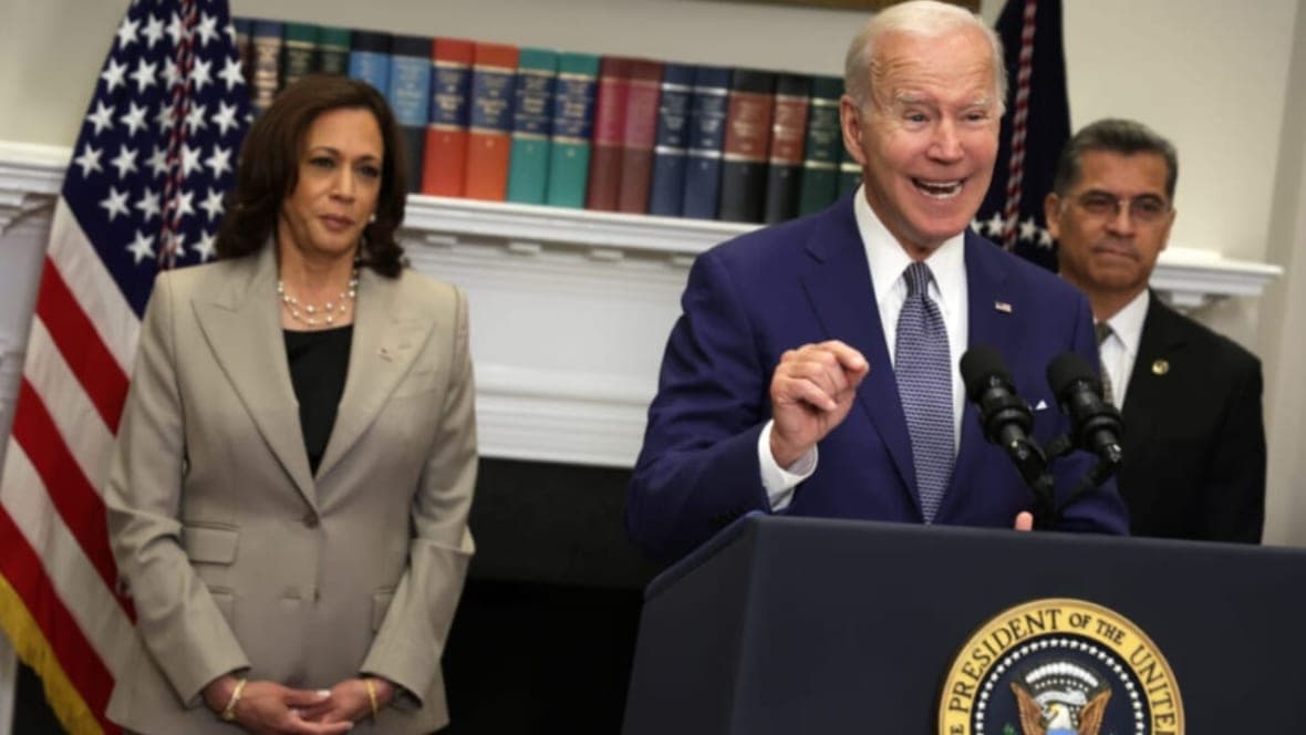 Vice President Kamala Harris, President Joe Biden and Secretary of Health and Human Services Xavier Becerra