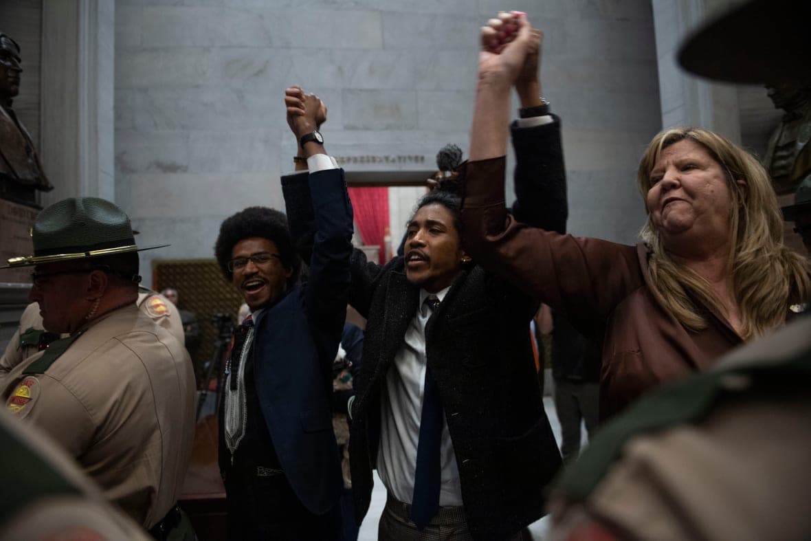 Democratic Representatives Justin Pearson of Memphis, Justin Jones of Nashville and Gloria Johnson of Knoxville