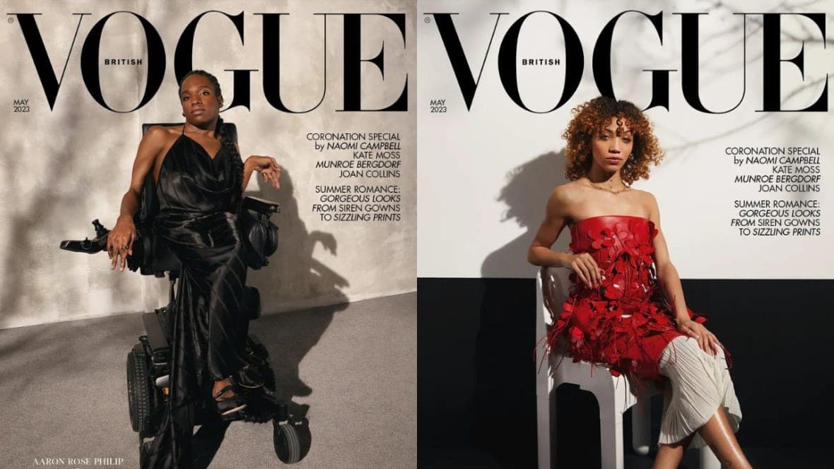 Model Aaron Rose Phillip and ASL performer Justina Miles on British Vogue