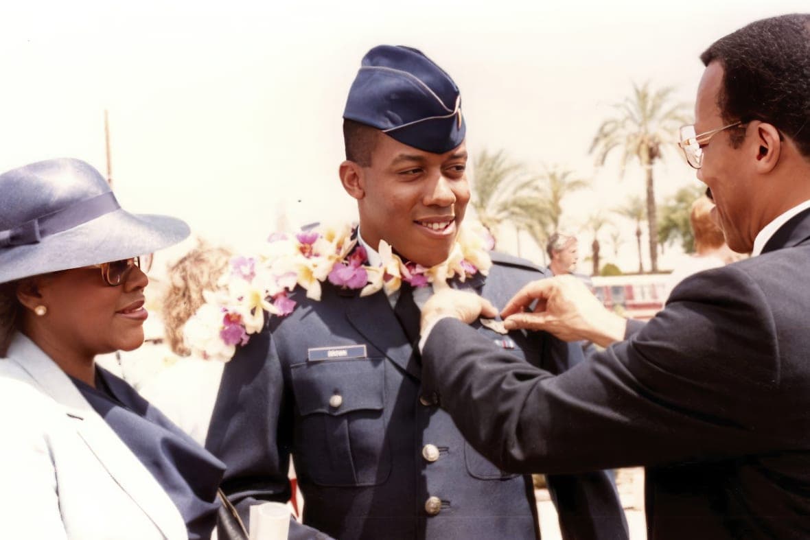 Kay Brown, her son 2nd Lt. CQ Brown Jr. and husband, retired Army Col. Charles Q. Brown Sr.