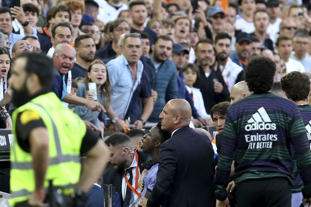 Real Madrid’s Vinicius Junior, lower center