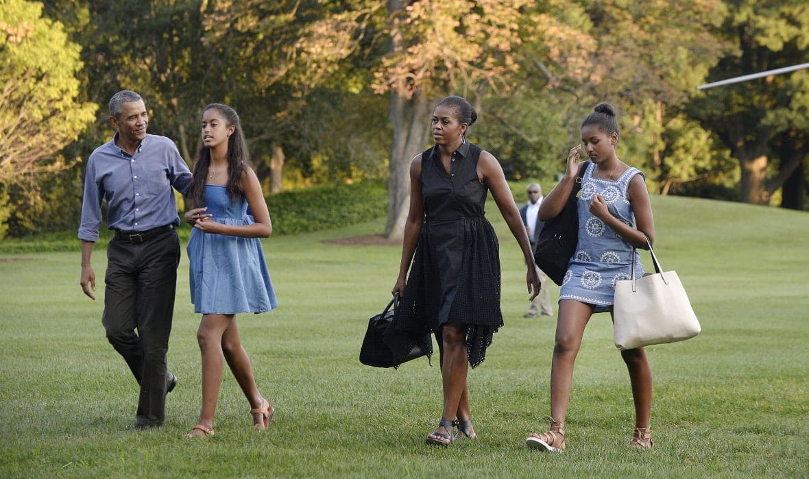 Former President Barack Obama, daughters Sasha and Malia and former First Lady Michelle Obama