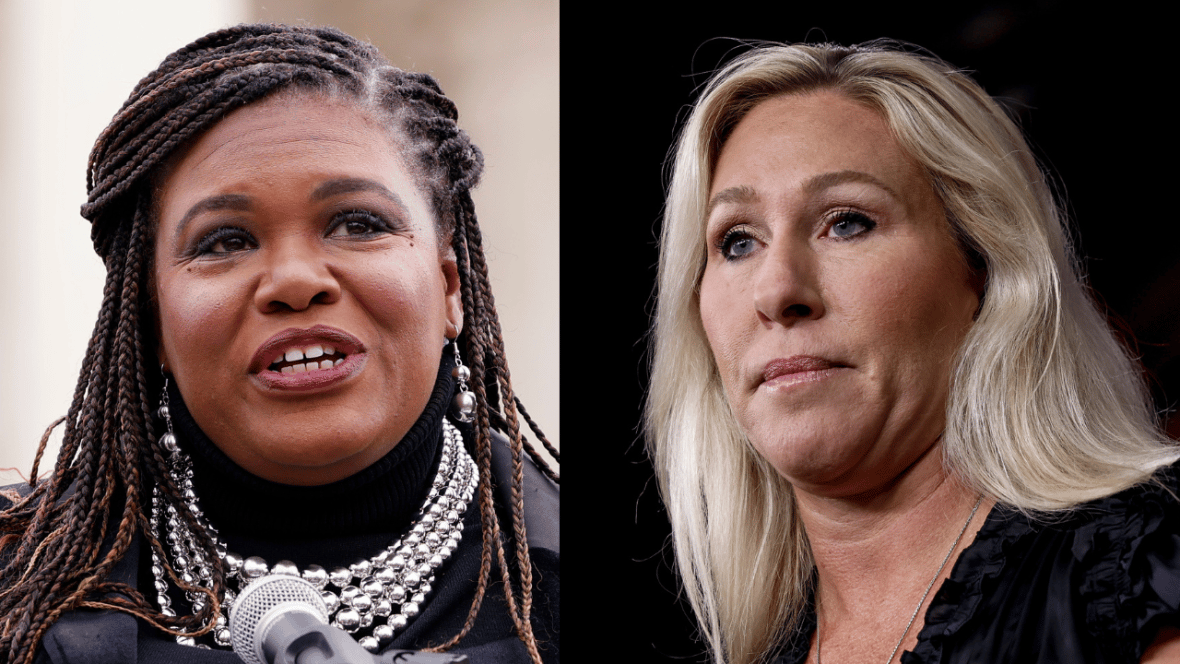 Reps. Cori Bush, D-Mo., and Marjorie Taylor Greene, R-Ga.