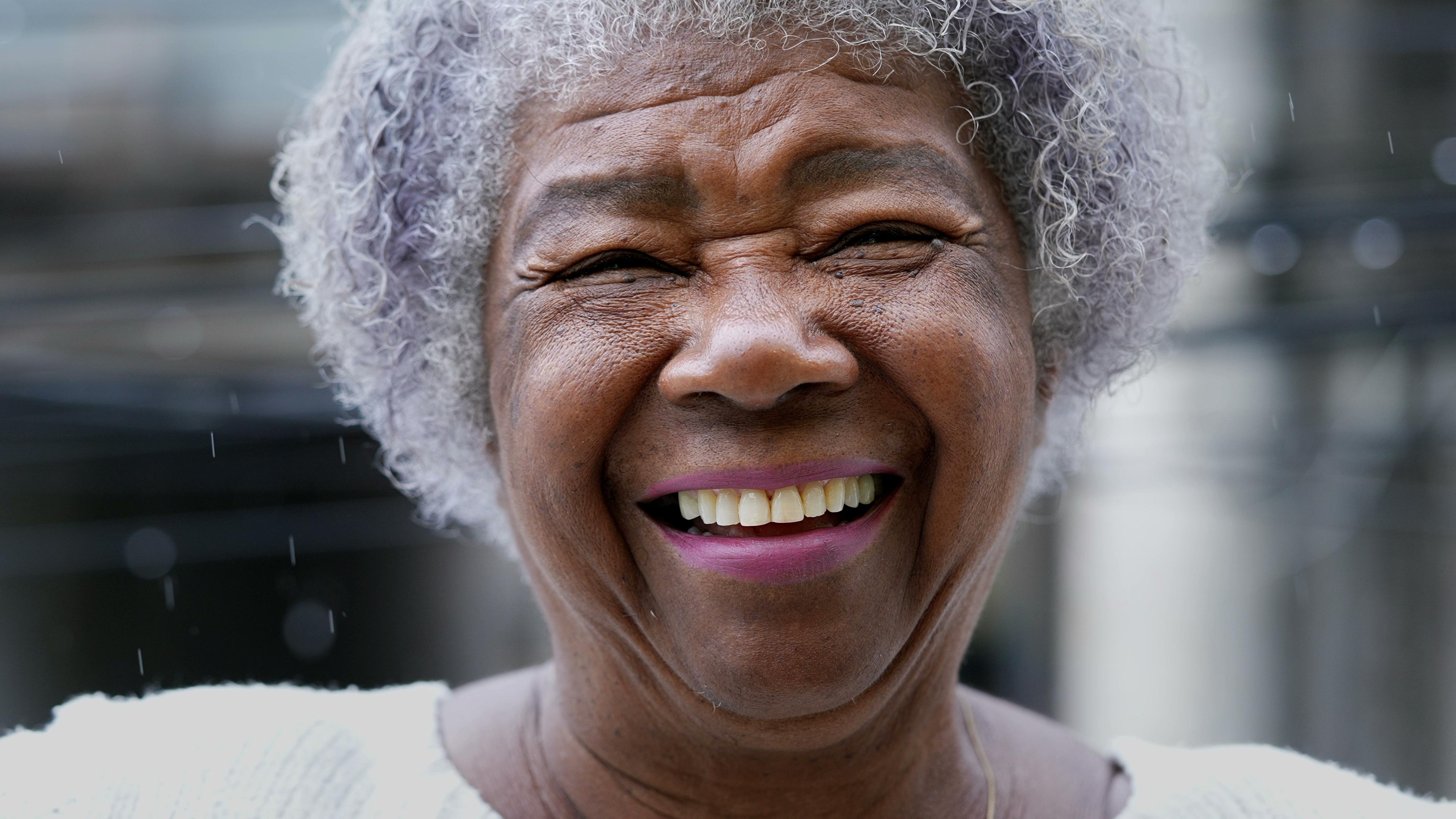 An older woman with gray hair