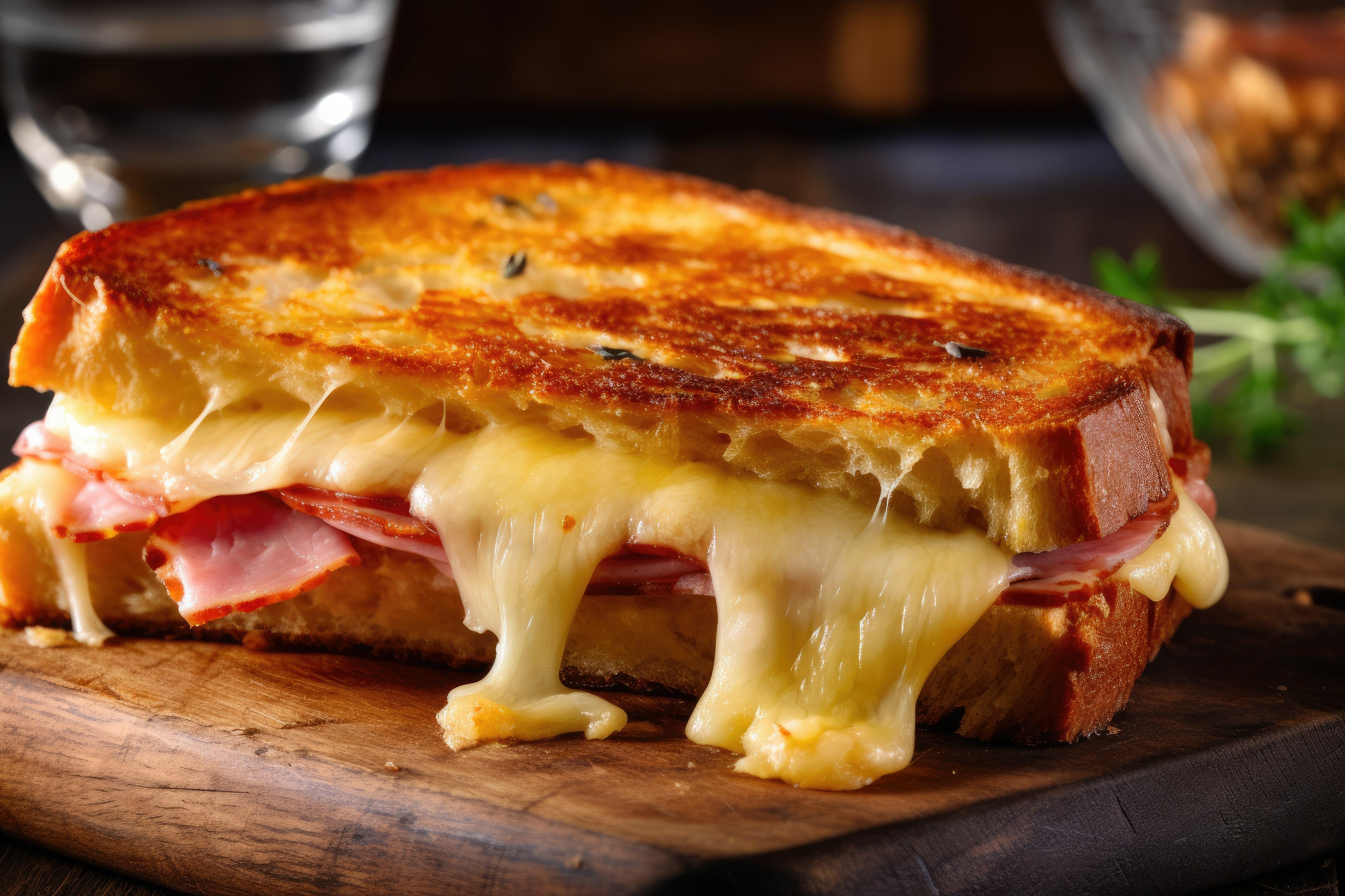 A Croque Monsieur sandwich made from leftover Thanksgiving ham