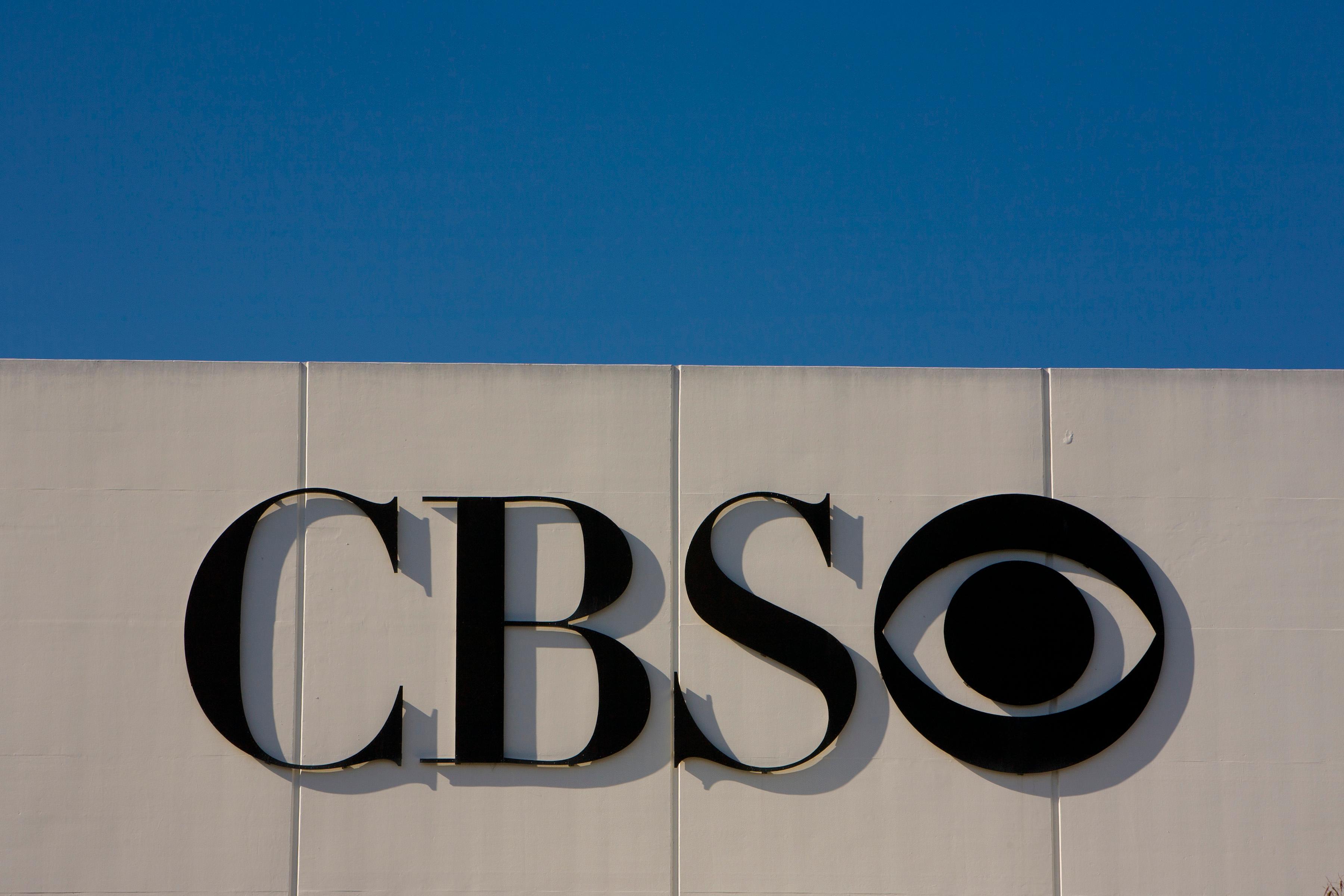 A large sign and logo greets visitors to CBS’ Television Studios