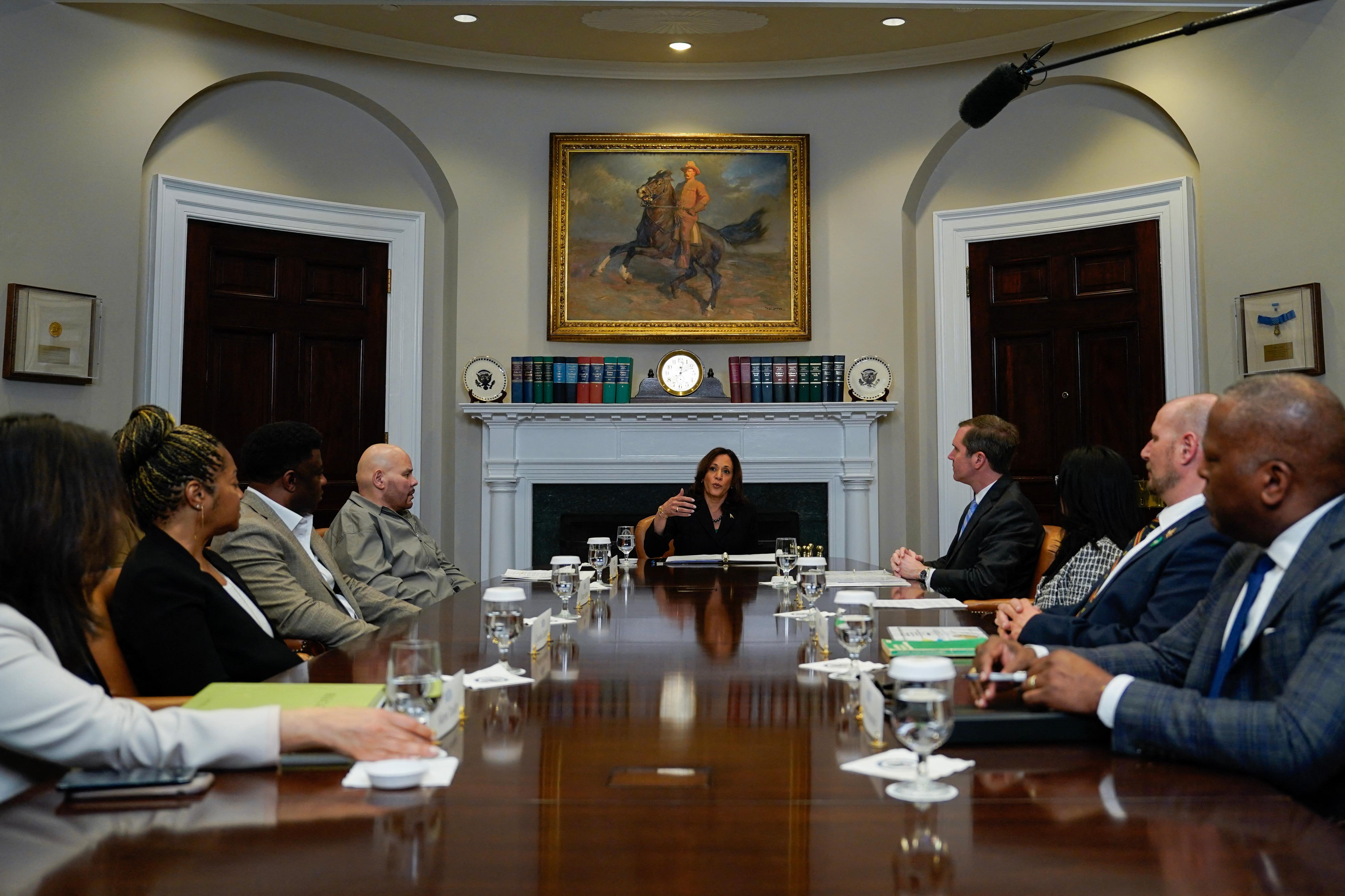 Musician Fat Joe and Vice President Kamala Harris