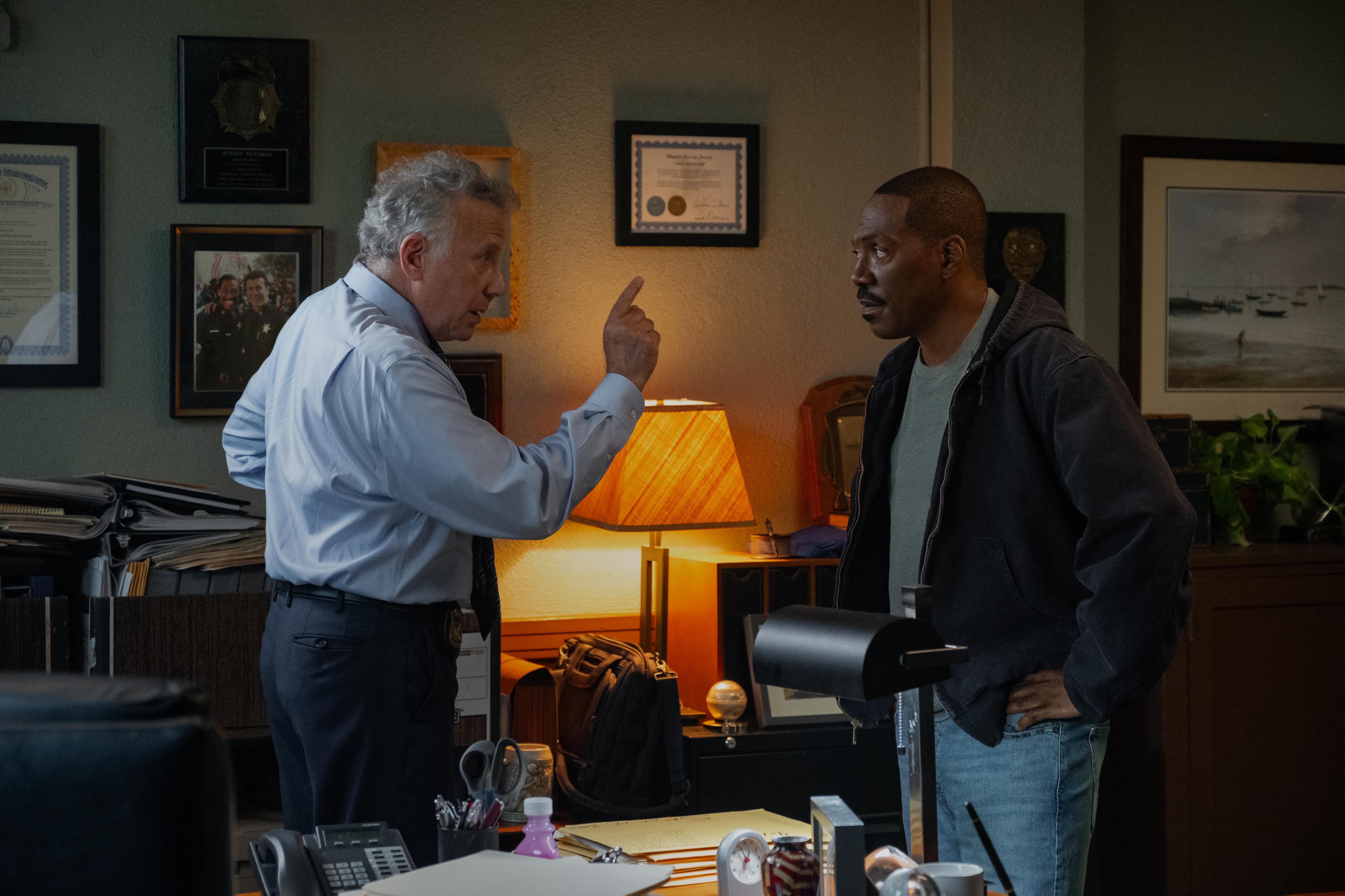 Actors Paul Reiser and Eddie Murphy in "Beverly Hills Cop: Axel F"
