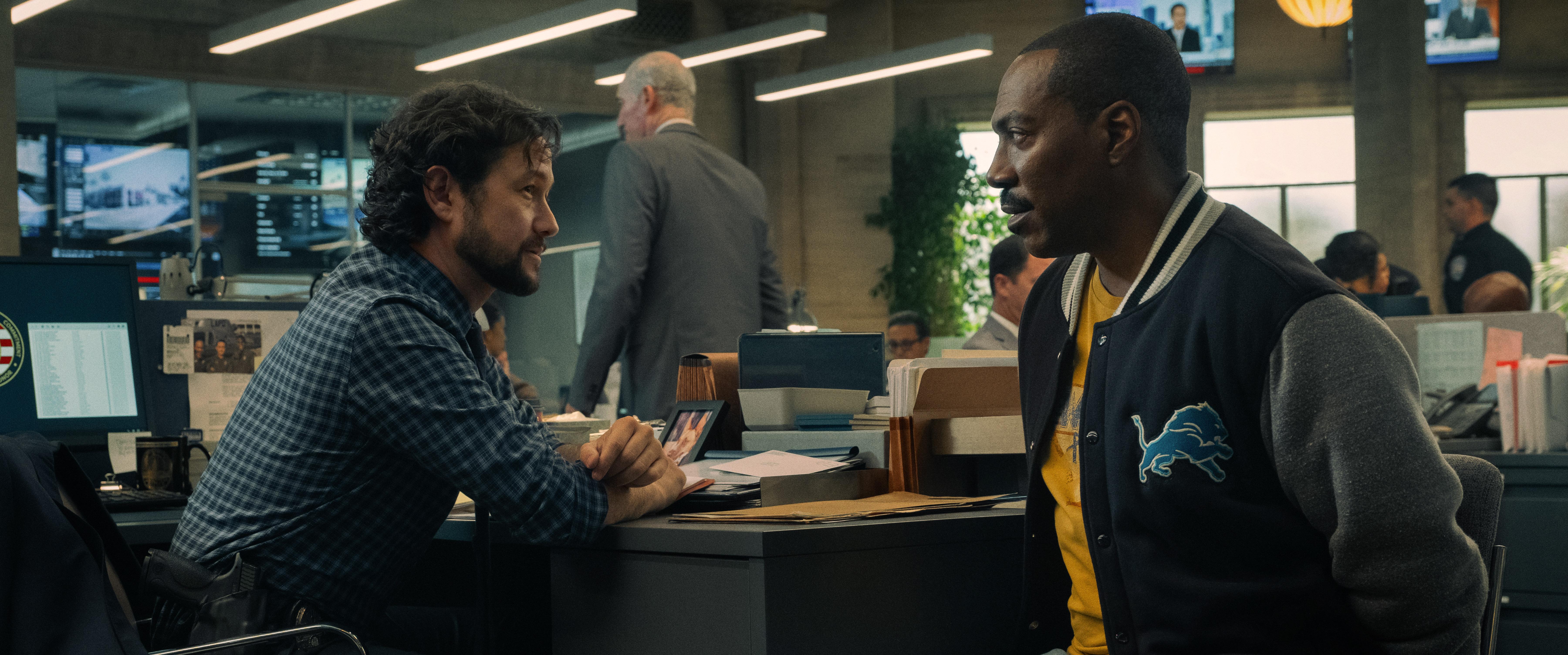 Actors Joseph Gordon Levitt and Eddie Murphy in "Beverly Hills Cop: Axel F"