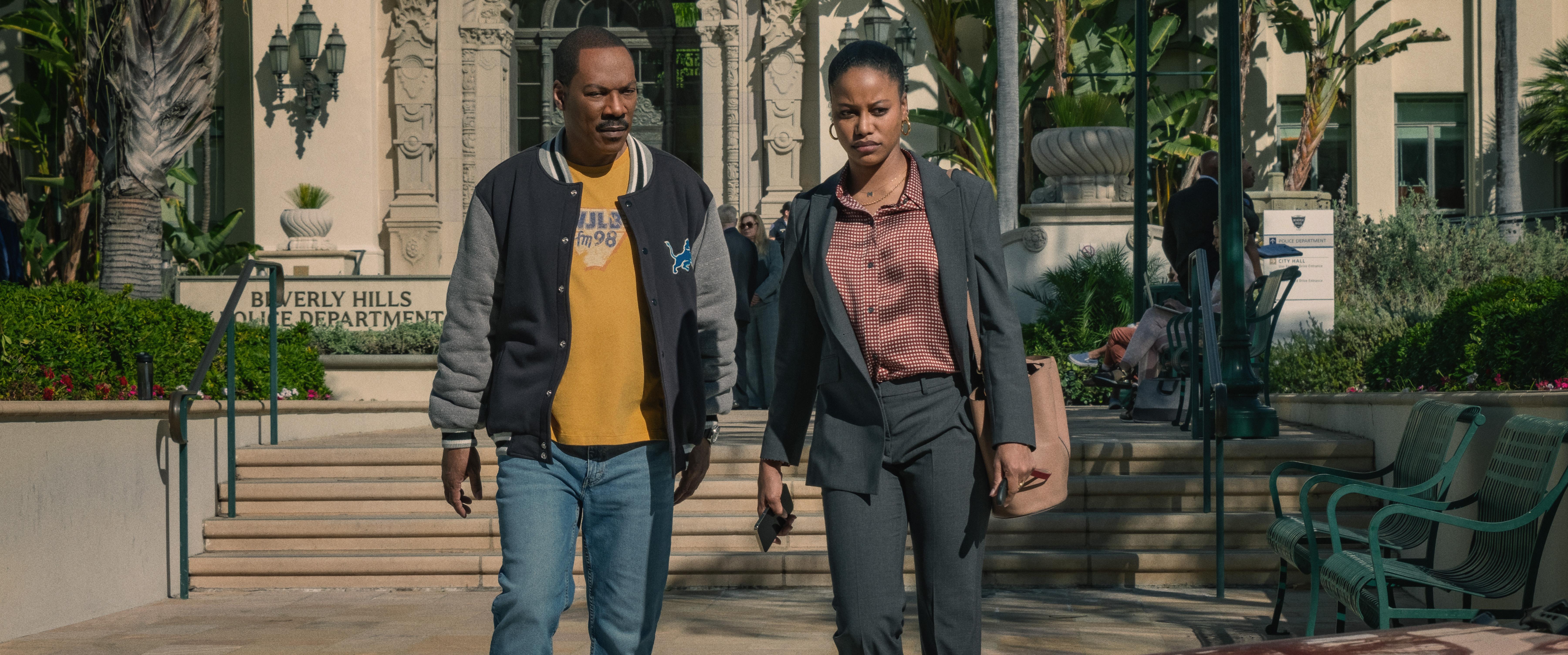 Actors Eddie Murphy and Taylour Paige in "Beverly Hills Cop: Axel F"