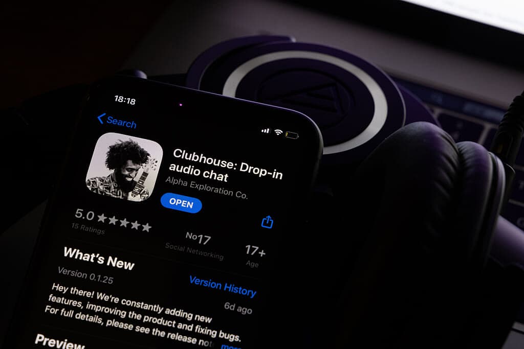 The Clubhouse app on a smartphone screen