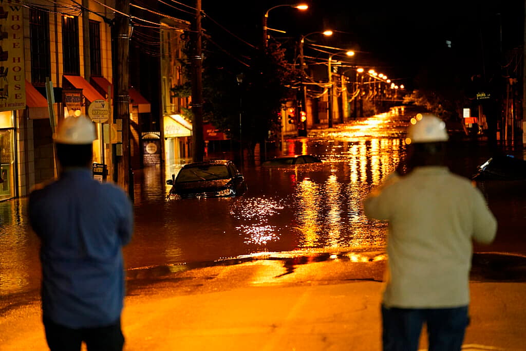The Manayunk section is flooded in Philadelphia