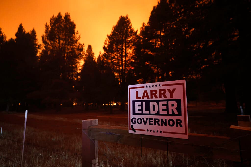 A campaign sign for Larry Elder