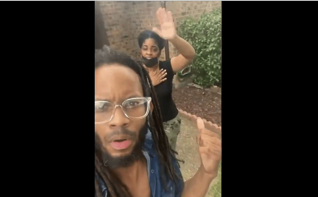 Kerrion Franklin shows his mother, Shawn Ewing, to viewers