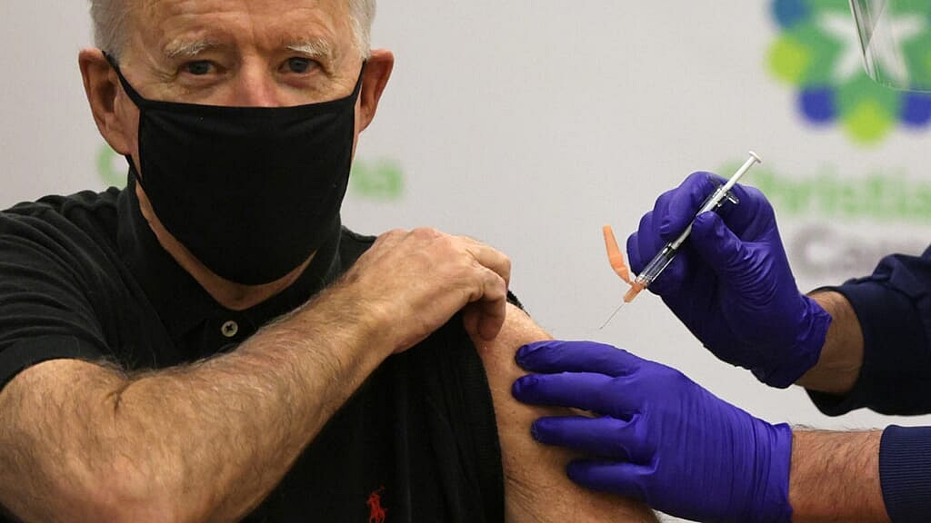 President Joe Biden receiving a COVID-19 vaccination