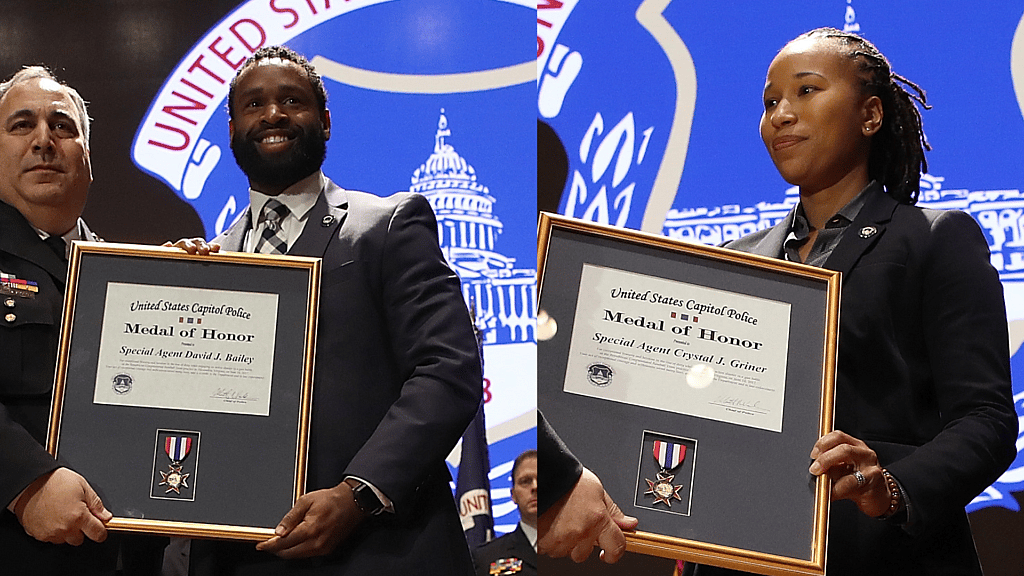 Capitol police officers David Bailey and Crystal Griner receive Medals of Honor