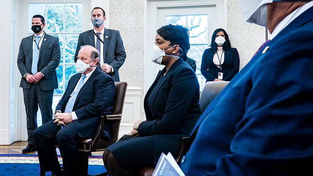 Atlanta Mayor Keisha Lance Bottoms (D-GA), President Joe Biden and Vice President Kamala Harris