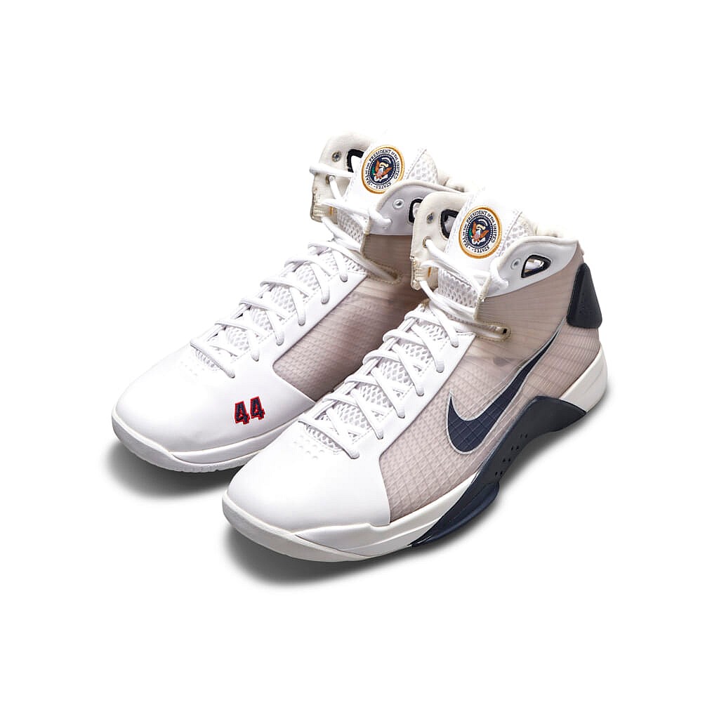 An exclusive pair of Nike Hyperdunks honoring former President Barack Obama