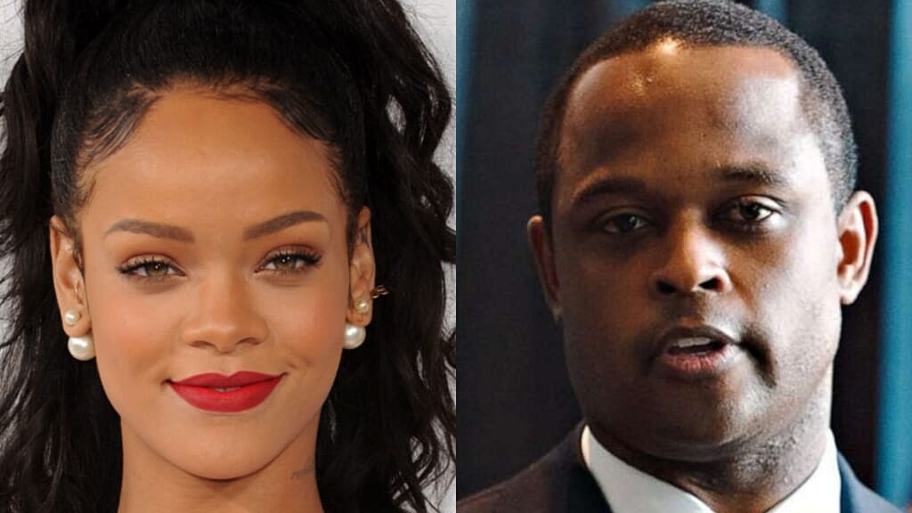 Singer and actor Rihanna and Kentucky Attorney General Daniel Cameron
