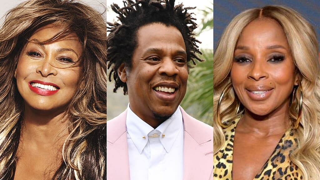 Singer Tina Turner, rapper Jay-Z and rapper Mary J. Blige