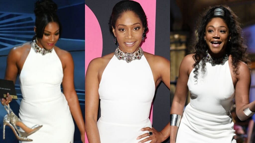 Tiffany Haddish wearing her Alexander McQueen dress
