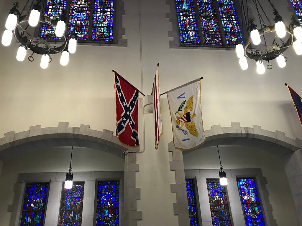 The Confederate Naval flag hangs in The Citadel