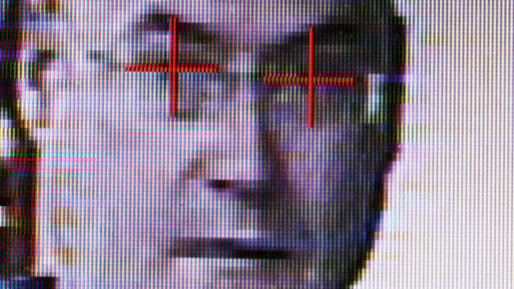Facial recognition technology, shown in operation