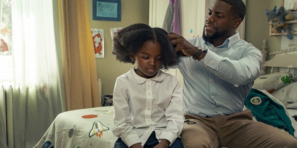 Actors Kevin Hart and Melody Hurd in “Fatherhood”