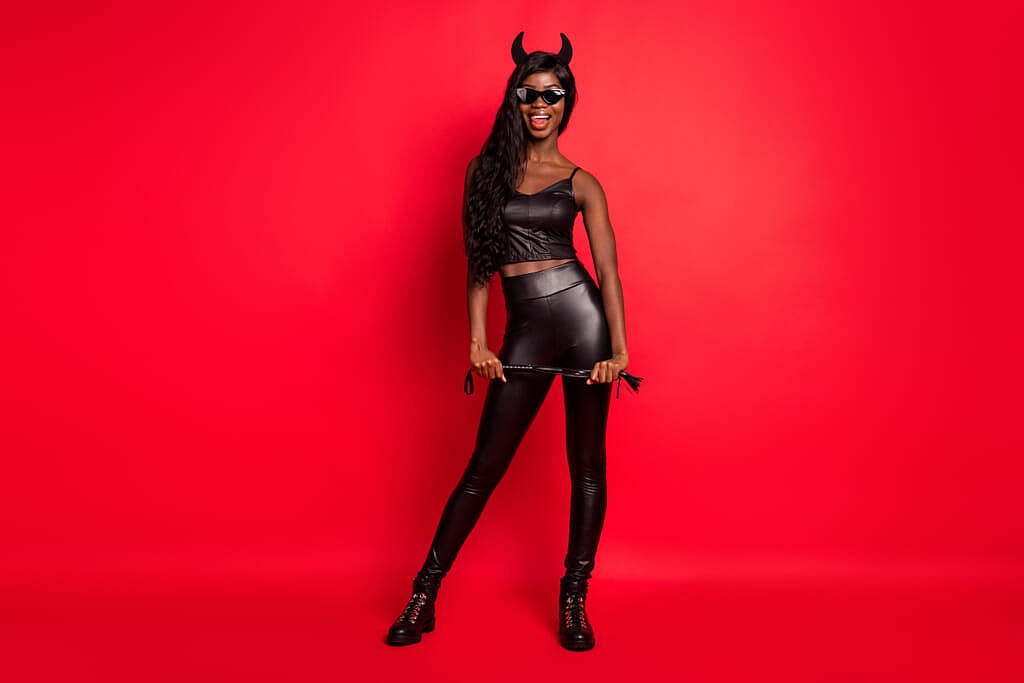 Black woman in Halloween costume