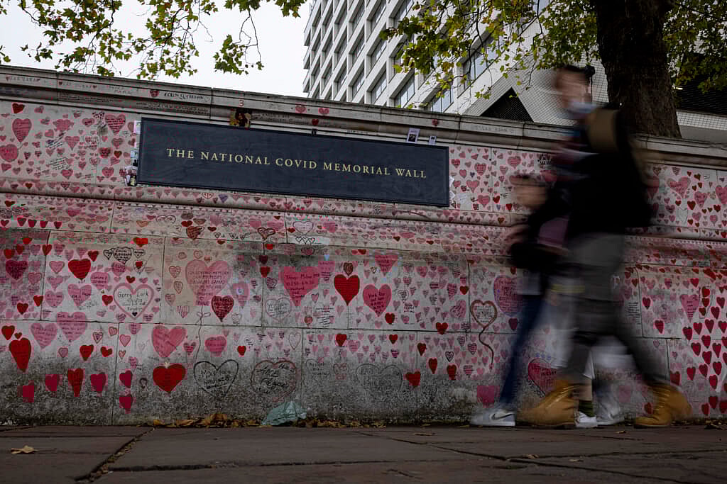 The National Covid Memorial Wall in London, England