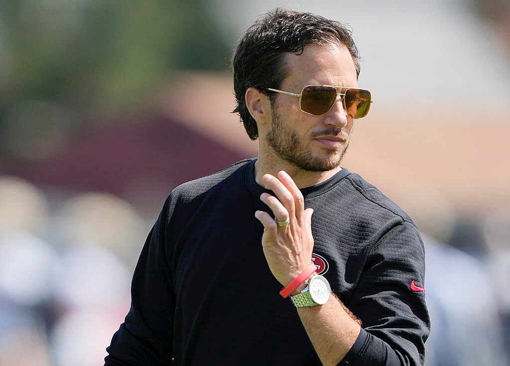Offensive Coordinator Mike McDaniel of the San Francisco 49ers